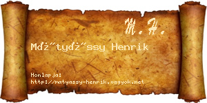 Mátyássy Henrik névjegykártya